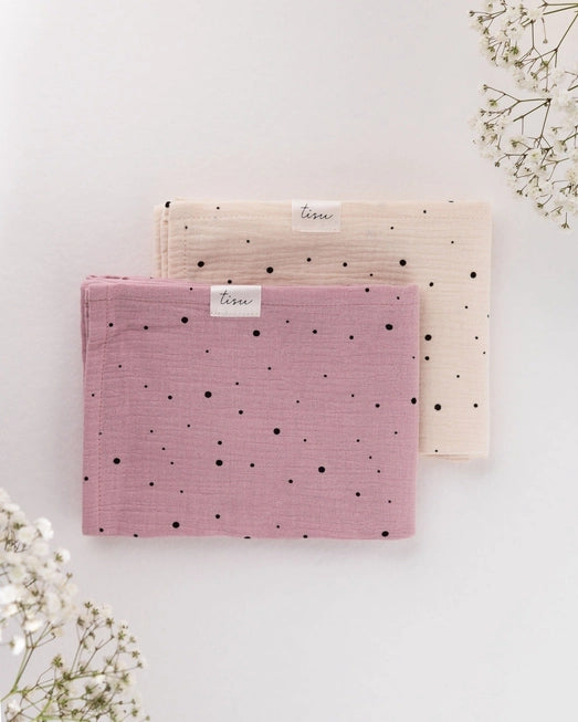 Conjunto de Muselina, Punto Rosa + Blanco de Tisu