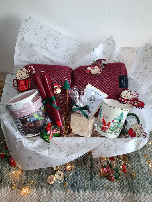 Cesta de navidad calentita - manta de lana