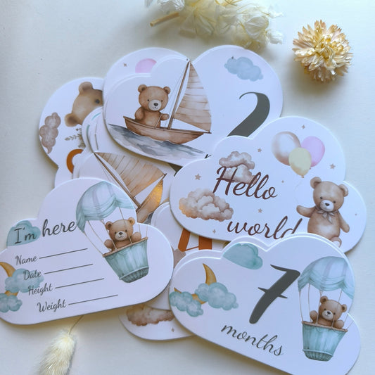 16 Tarjetas Conmemorativas Bebés Turquesa