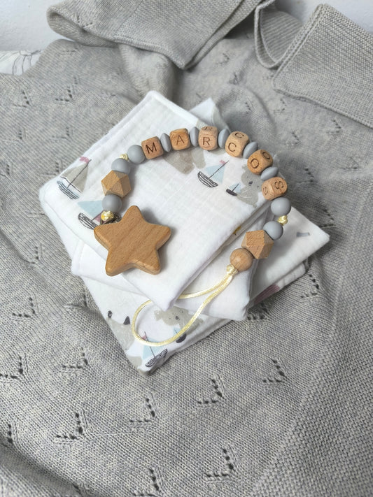 Set de muselinas y chupetero personalizado Elephant